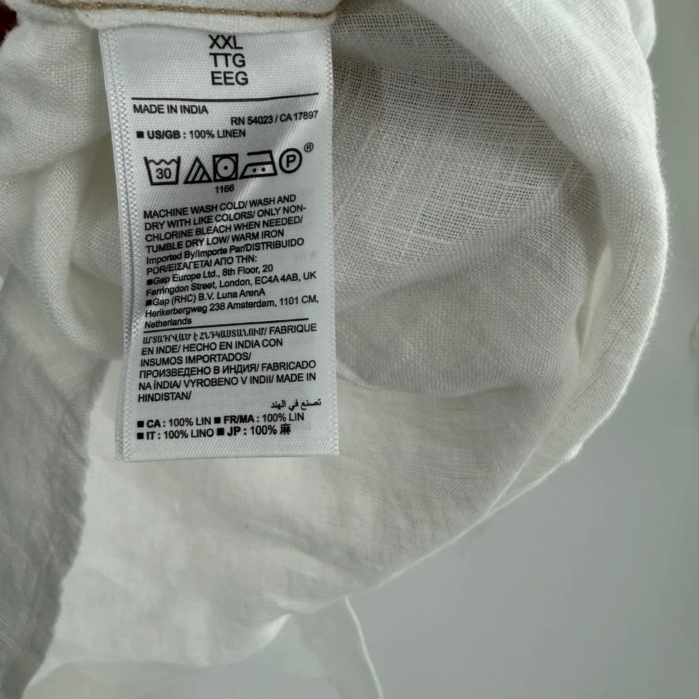 Banana Republic Mens XXL Slim Fit White 100% Linen Long Sleeve Shirt 804341-02-1